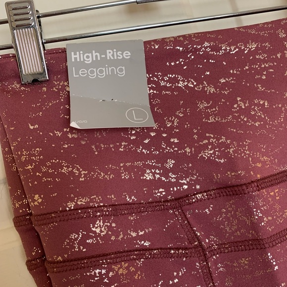 NWT Forever 21 wide band pink metallic leggings. Size Large. - Picture 9 of 13